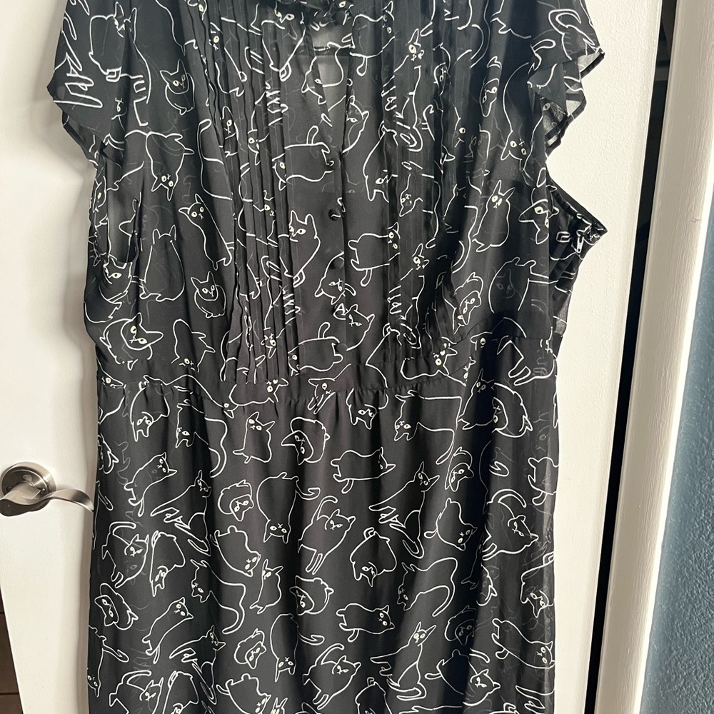 ModCloth pleated bib sheer cat dress